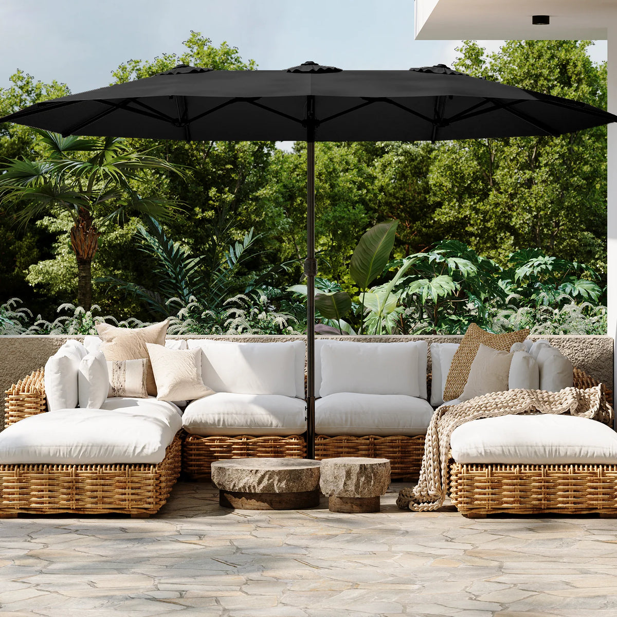 AECOJOY 15x9ft Double-Sided Patio Umbrella, Black - Product image 8