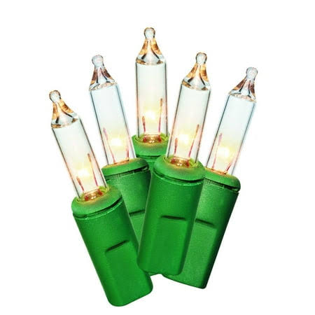 100-Count Clear Incandescent Mini Christmas Lights, with Green Wire, 21', Holiday Time - Product image 1