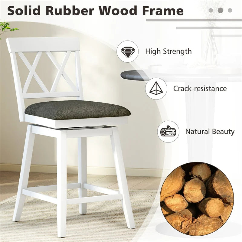 Swivel Bar Stools Set of 2, 24" Counter Height Chairs with Back, Padded Seat & Rubber Wood Frame - Product image 16