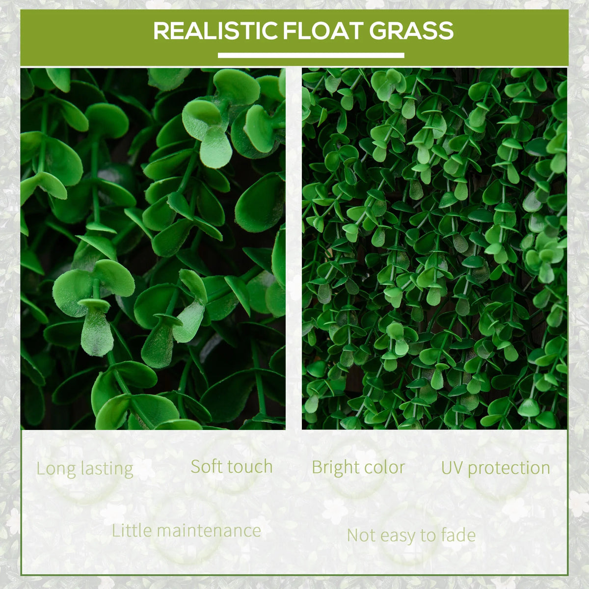DUOSONG Outsunny Grass Wall Panels, 20" X 20" Artificial Grass Wall Decor, Greenery Backdrop Panels Wall for Outdoor, Indoor, Garden, Fence, Backyard, Fresh Green Green POLYETHYLENE Garden & Outdoor