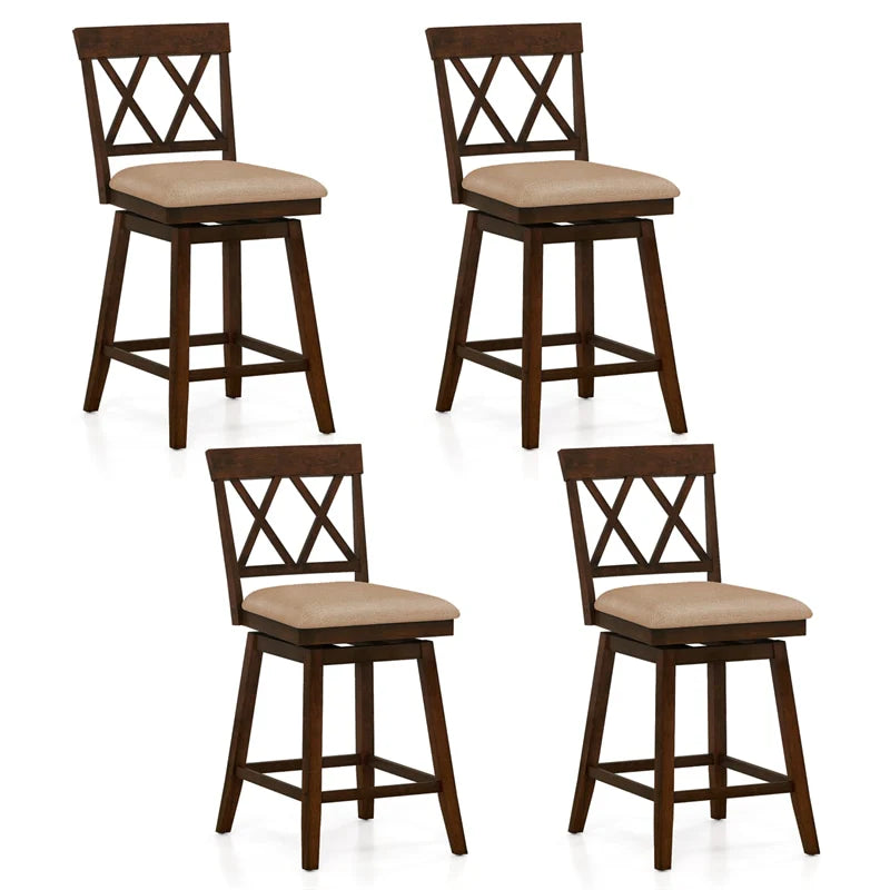 Swivel Bar Stools Set of 2, 24" Counter Height Chairs with Back, Padded Seat & Rubber Wood Frame - Product image 2