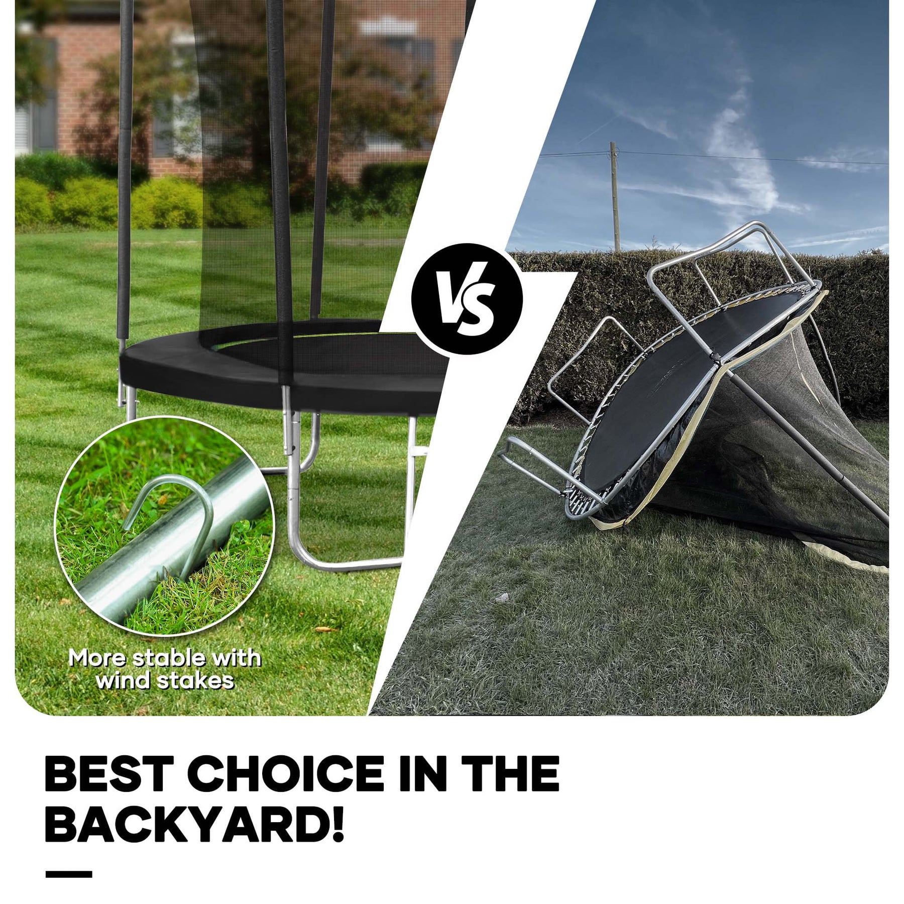 MARNUR 8FT Trampoline for Kids Trampoline with Enclosure Net, Ladder, Wind Stakes - Product image 2