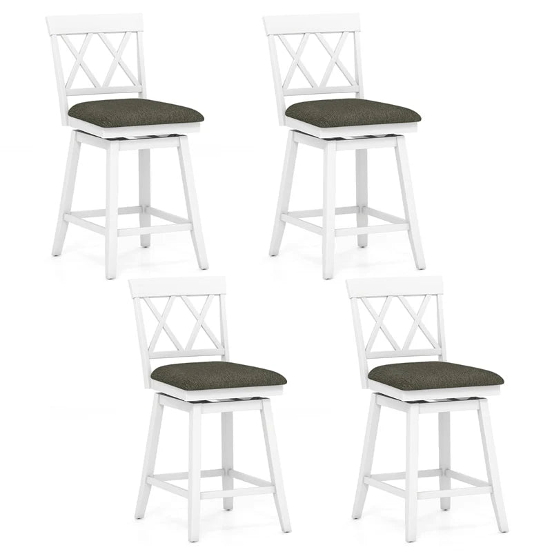 Swivel Bar Stools Set of 2, 24" Counter Height Chairs with Back, Padded Seat & Rubber Wood Frame - Product image 5